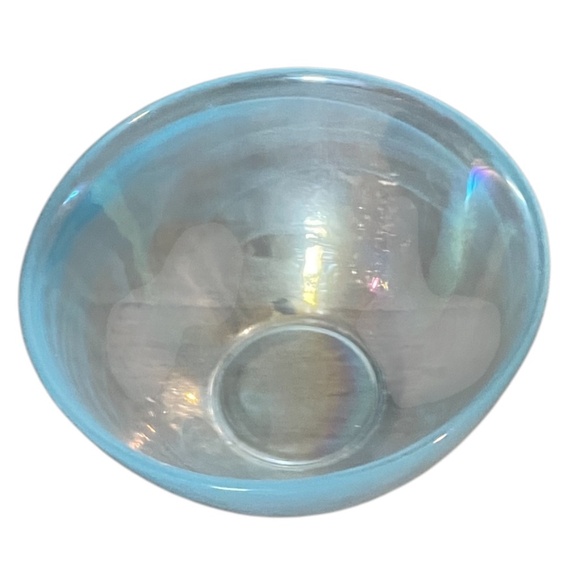 Opalescent Blue Swirl Iridescent Cereal/Dessert Bowls Scandinavisch Design, NEW - Picture 2 of 6